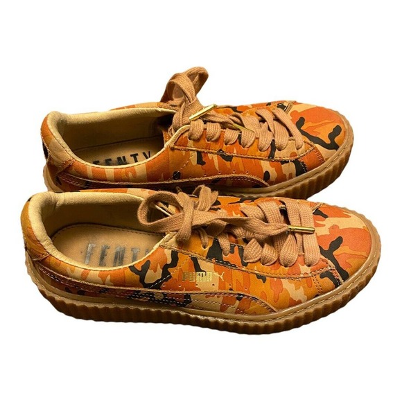 Puma Fenty Rhianna Orange Camo Platform Creeper Shoes Women’s Sz 7 36234101 - Picture 5 of 9